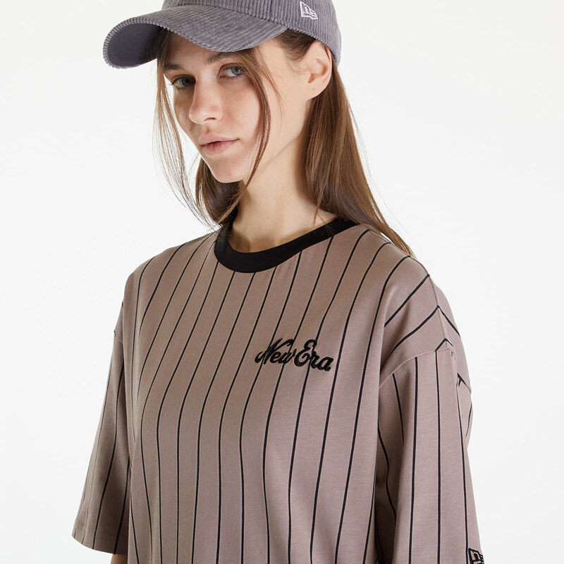 New Era Pinstripe Oversized T-Shirt UNISEX Ash Brown/ Black