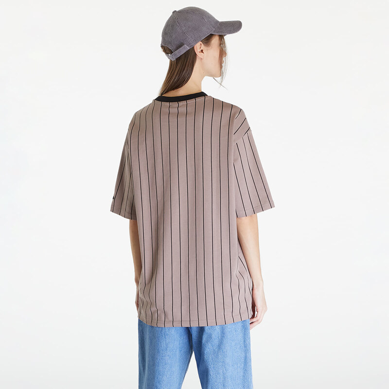 New Era Pinstripe Oversized T-Shirt UNISEX Ash Brown/ Black