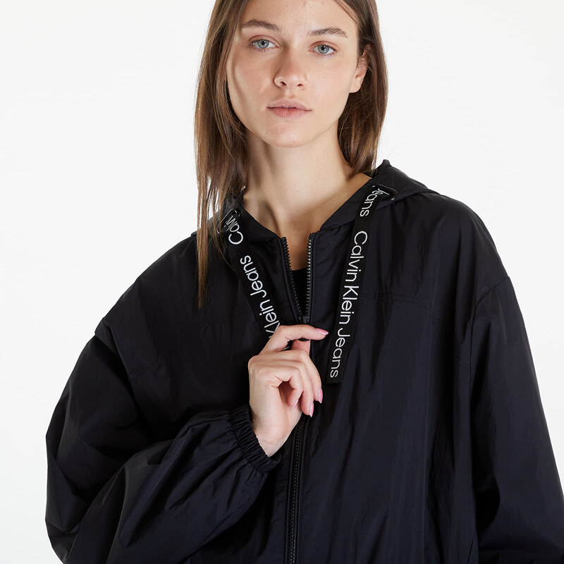 Dámská větrovka Calvin Klein Jeans Logo Drawstring Windbreaker Black