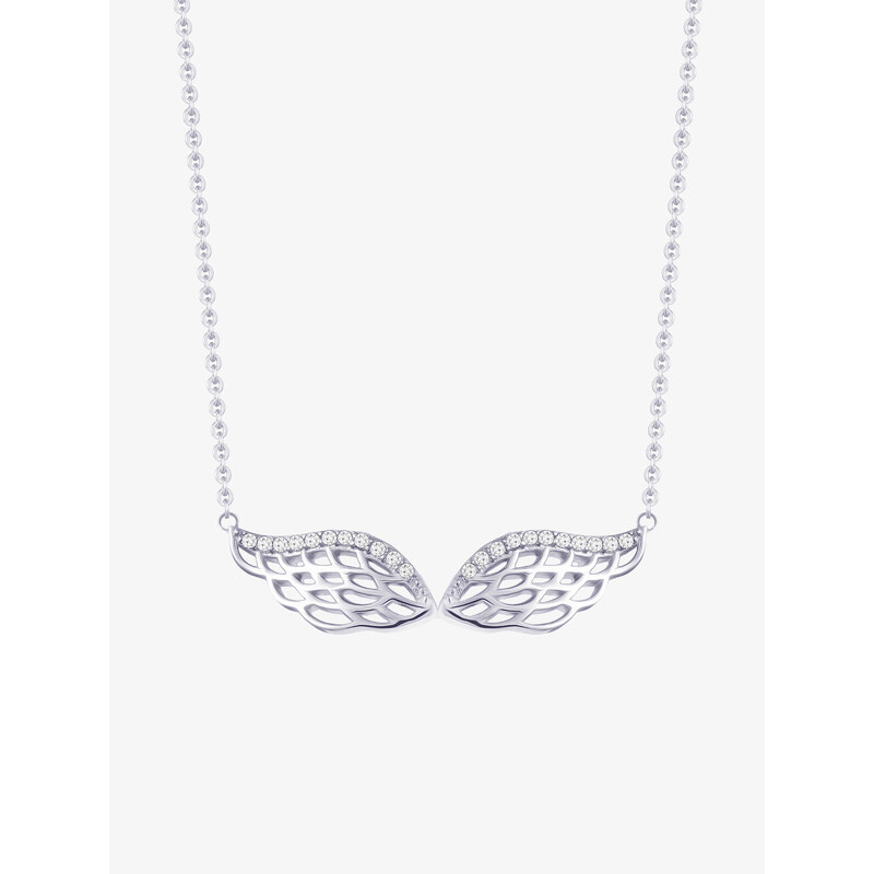 Stříbrný náhrdelník Angel Wings, andělská křídla s kubickou zirkonií Preciosa