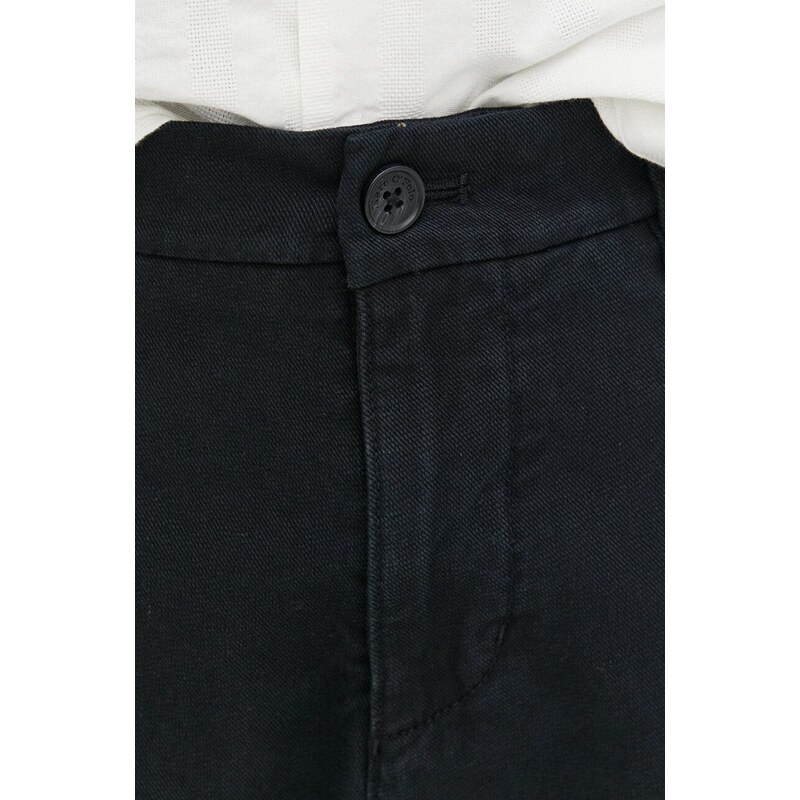 Kalhoty s příměsí lnu Marc O'Polo černá barva