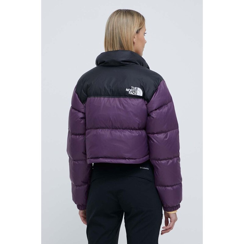 Péřová bunda The North Face NUPTSE SHORT JACKET dámská, fialová barva, zimní, NF0A5GGEV6V1