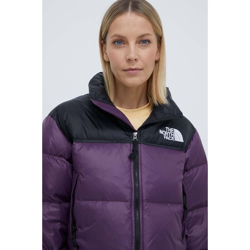 Péřová bunda The North Face NUPTSE SHORT JACKET dámská, fialová barva, zimní, NF0A5GGEV6V1