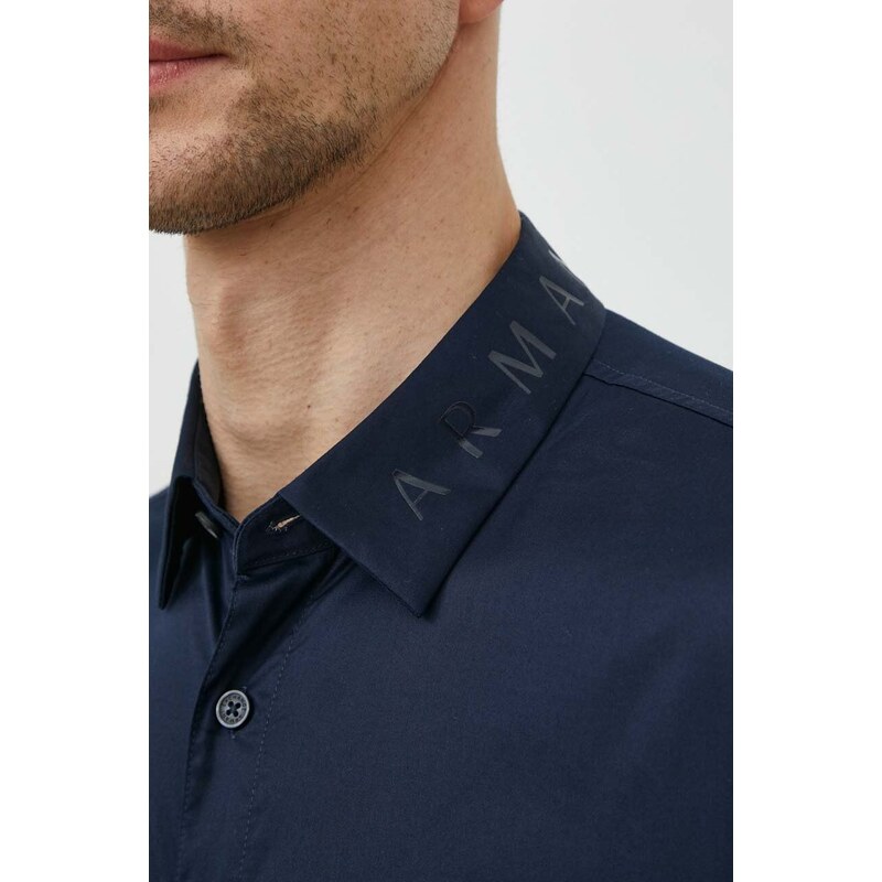 Bavlněná košile Armani Exchange tmavomodrá barva, regular, s klasickým límcem, 3DZC36 ZNAUZ