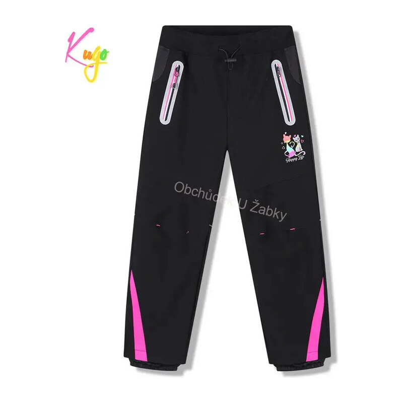 Dívčí softshellové kalhoty (bez fleesu) černé Kugo HK5653