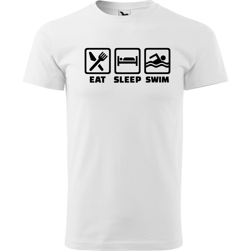 Fenomeno Pánské tričko - Eat sleep swim - bílé