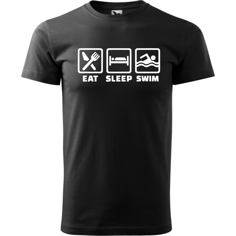 Fenomeno Pánské tričko - Eat sleep swim - černé