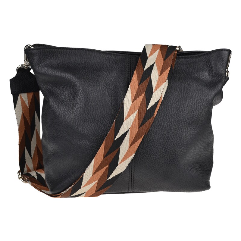 Černá kožená italská crossbody kabelka Prisca Nera s přídavným 90447022