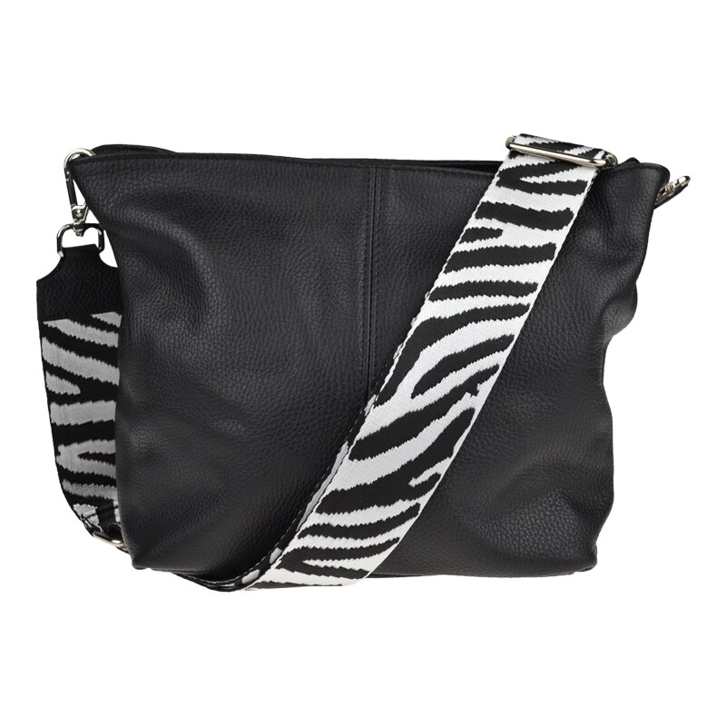 Černá kožená italská crossbody kabelka Prisca Nera s přídavným