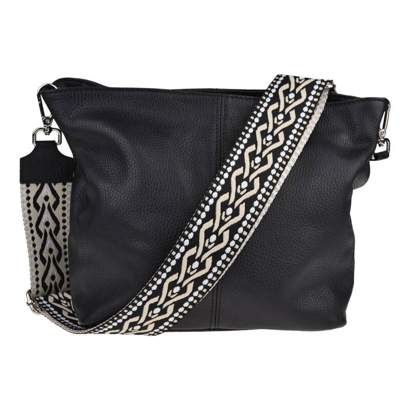 Černá kožená italská crossbody kabelka Prisca Nera s přídavným 90447023