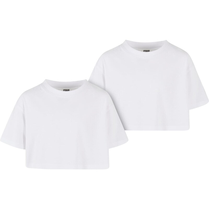 Urban Classics Kids Dívčí krátké tričko Short Kimono Tee - 2 Pack bílé+bílé