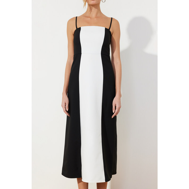 Trendyol Black A-Line Strapless Maxi Woven Dress with Detachable Straps