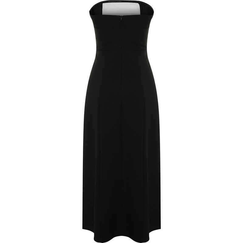 Trendyol Black A-Line Strapless Maxi Woven Dress with Detachable Straps