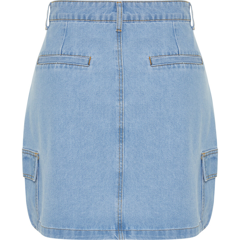 Trendyol Curve Blue Cargo Pocket Mini Denim Skirt