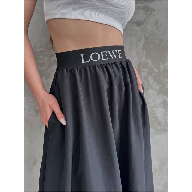 BİKELİFE Black Elastic Waist Parachute Skirt