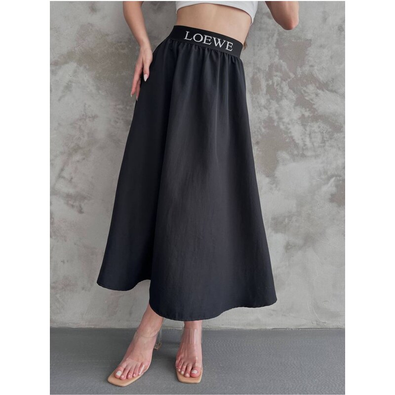 BİKELİFE Black Elastic Waist Parachute Skirt