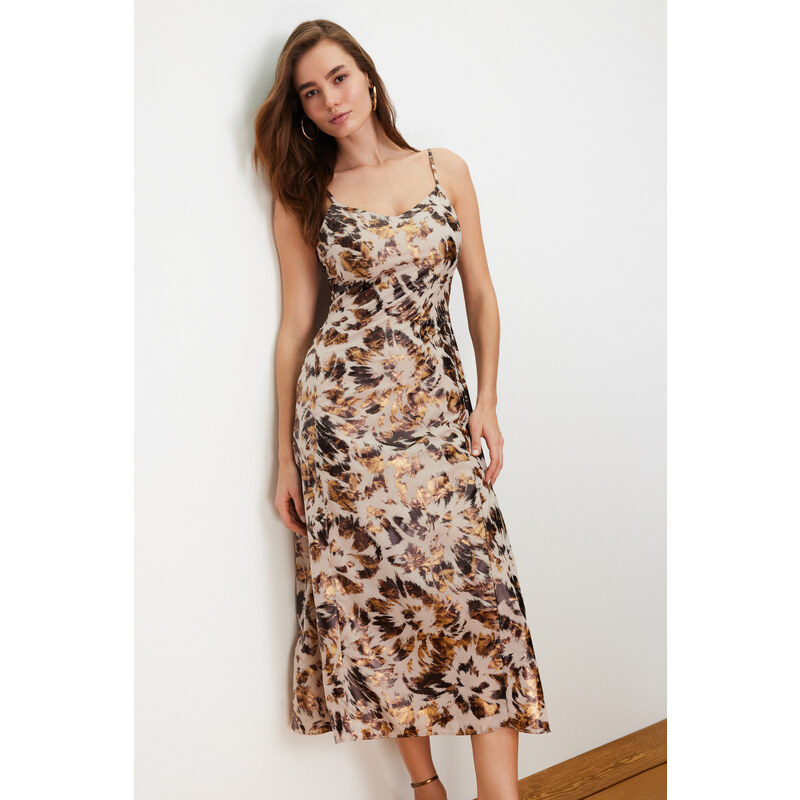 Trendyol Multicolored A-Line Foil Printed Woven Dress