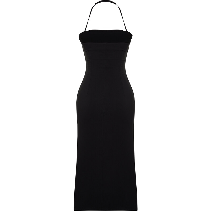 Trendyol Black Fitted Slit Maxi Woven Dress