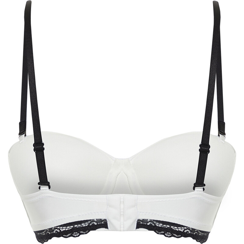 Trendyol White Micro Contrast Strap Lace Detail Knitted Bra