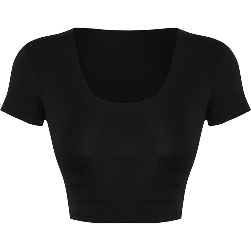 Trendyol Black 2-Layer With Pad Inside Sports Bra Pool Collar Knitted Sports Top/Blouse