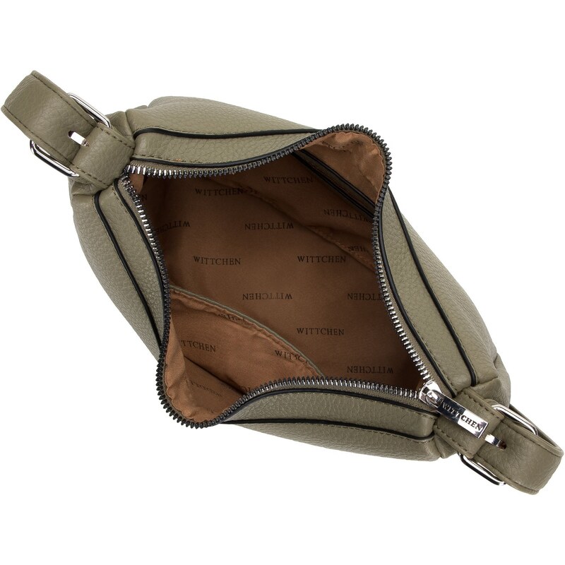 Dámská lichoběžníková kabelka z ekologické kůže s prošíváním Wittchen, khaki, ekologická kůže