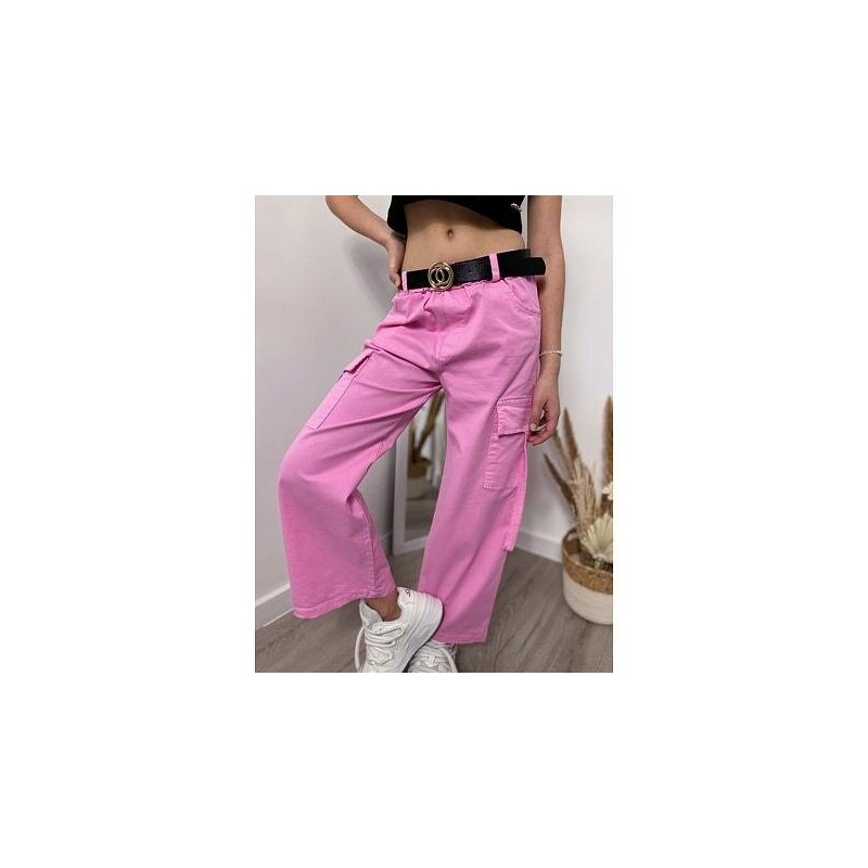 By Mini - butik Široké kapsáče s páskem pink