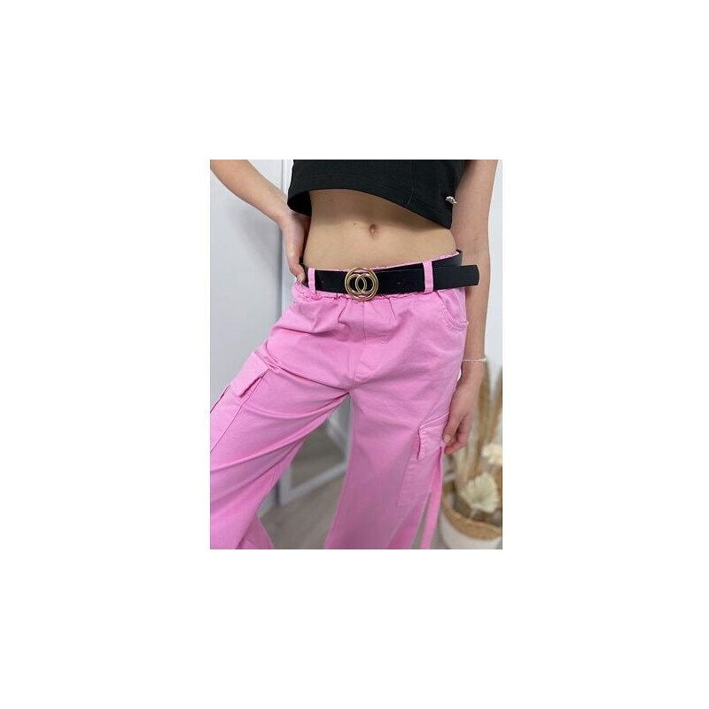 By Mini - butik Široké kapsáče s páskem pink