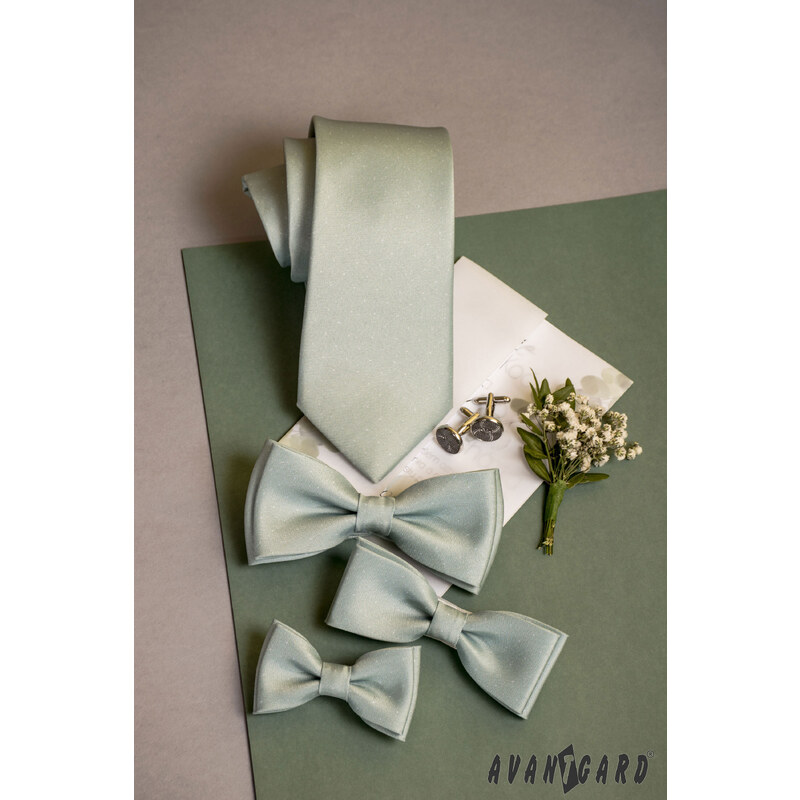 Avantgard Světle zelená luxusní pánská kravata s jemnými tečkami