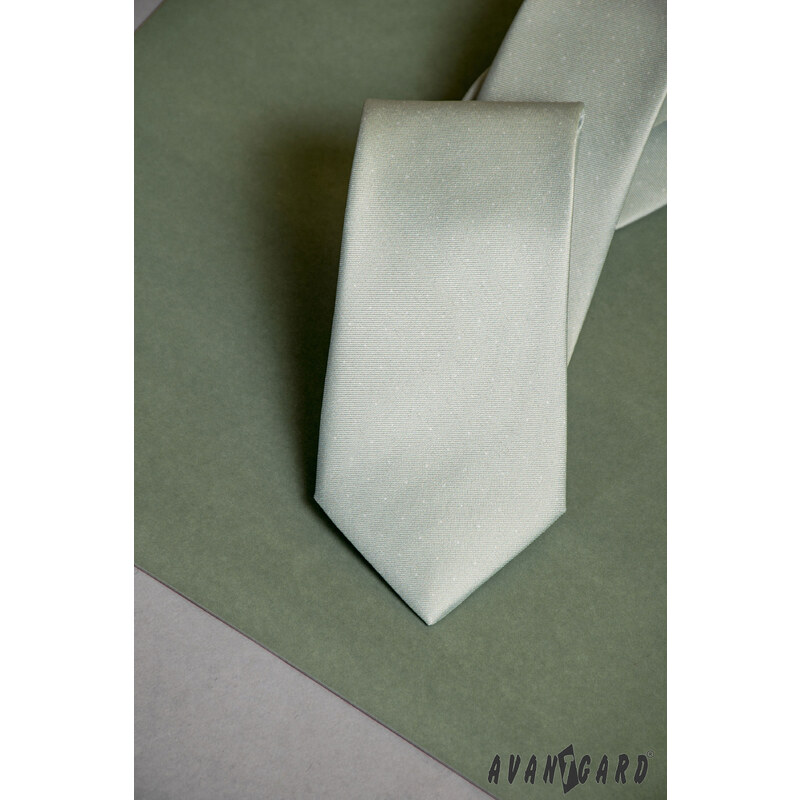 Avantgard Světle zelená luxusní pánská slim kravata s jemnými tečkami