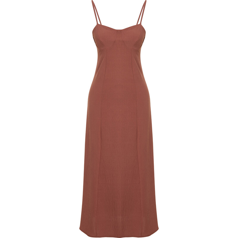 Trendyol Dried Rose A-line Midi Woven Strap Dress