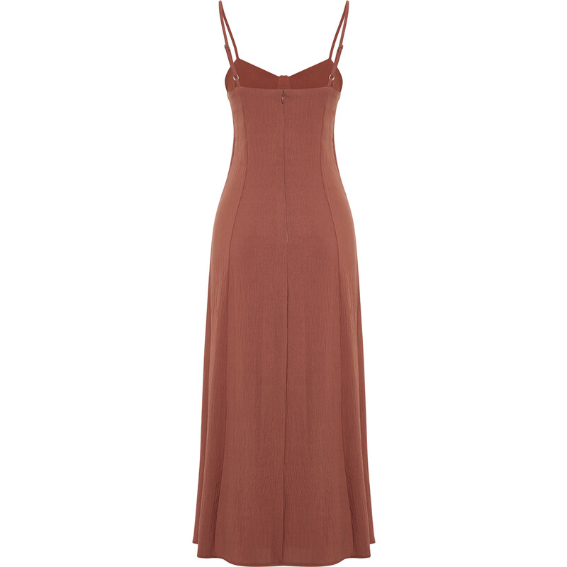 Trendyol Dried Rose A-line Midi Woven Strap Dress