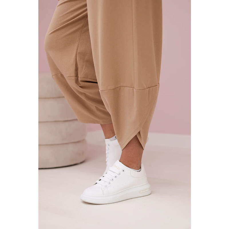 K-Fashion Bavlněná mikina kalhoty set Velbloud