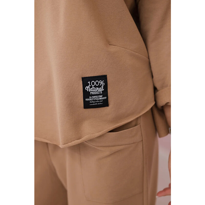 K-Fashion Bavlněná mikina kalhoty set Velbloud