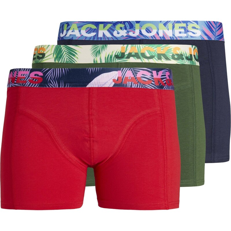 JACK & JONES Boxerky 'PAW' marine modrá / olivová / pink / červená