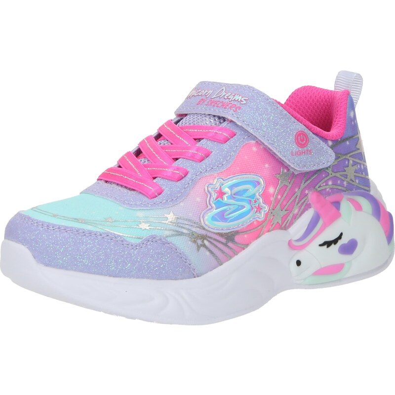 SKECHERS Tenisky 'UNICORN DREAMS - WISHFUL MAGIC' aqua modrá / světle fialová / svítivě růžová / stříbrná