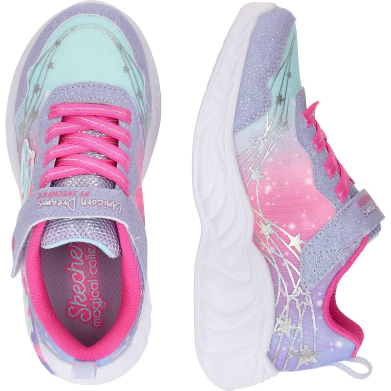 SKECHERS Tenisky 'UNICORN DREAMS - WISHFUL MAGIC' aqua modrá / světle fialová / svítivě růžová / stříbrná