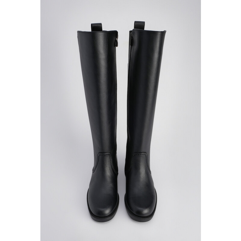 Marjin Women's Knee High Zipper Daily Boots Helas Black