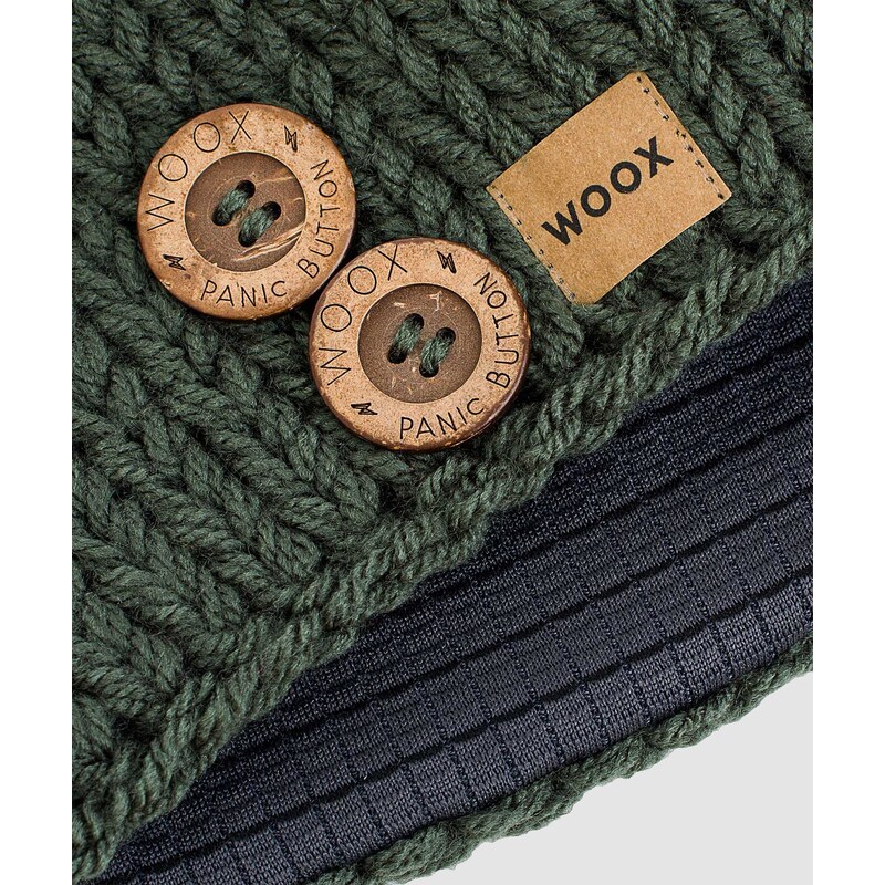 Čepice WOOX Dark Olive Button Beanie