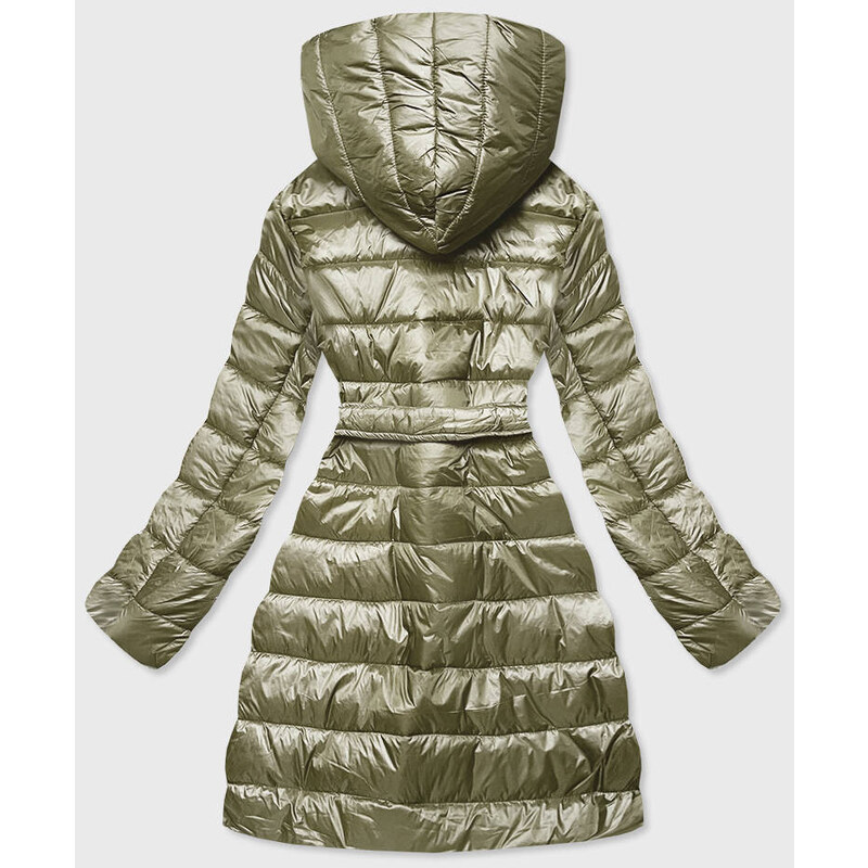 Ann Gissy Lehká dámská zimní bunda v khaki barvě se zateplenou kapucí (OMDL-019)