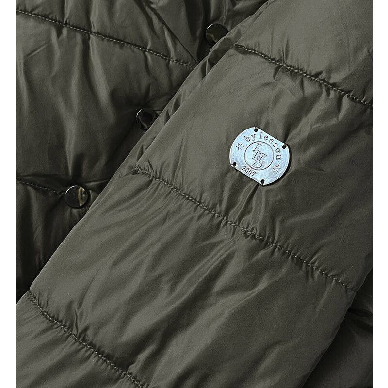 LHD Asymetrická dámská zimní bunda v army barvě (M-21113)