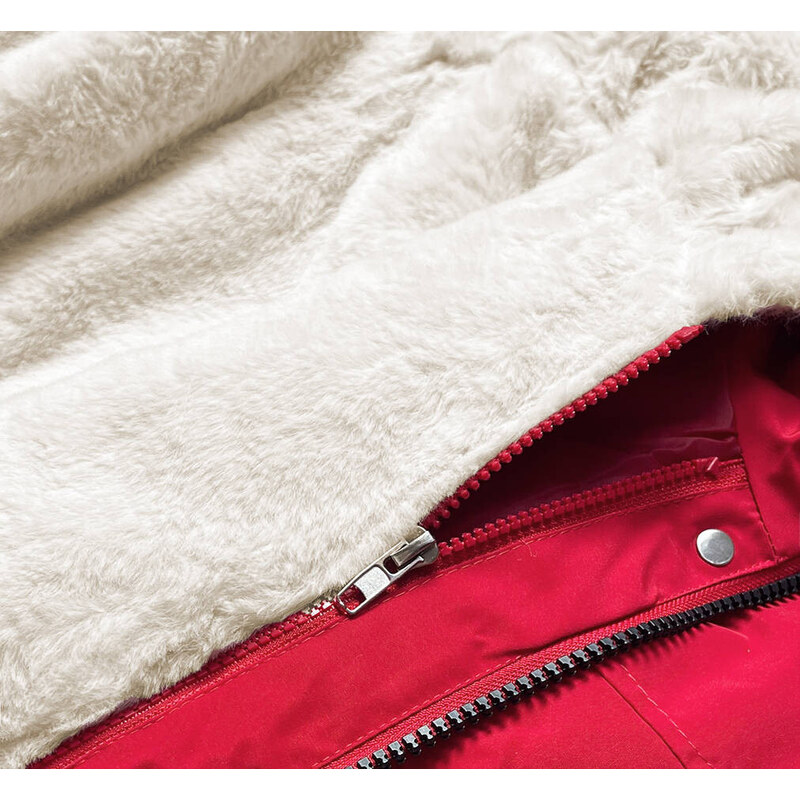 MHM Červeno-ecru teplá dámská zimní bunda (W629)