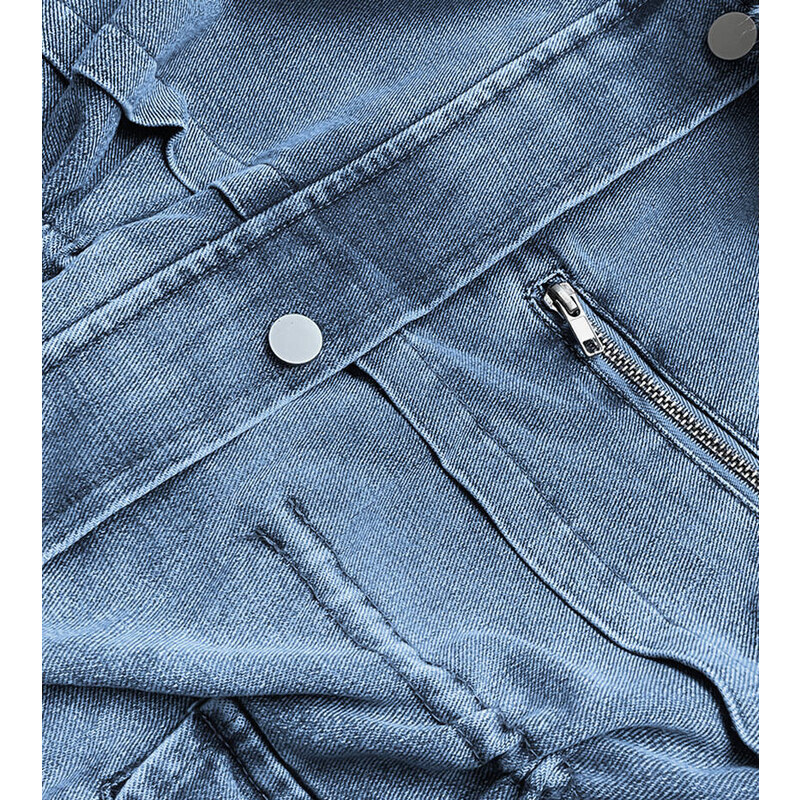 S'WEST Světle modro/ecru dámská džínová bunda s kožešinovou podšívkou (BR8048-50046)