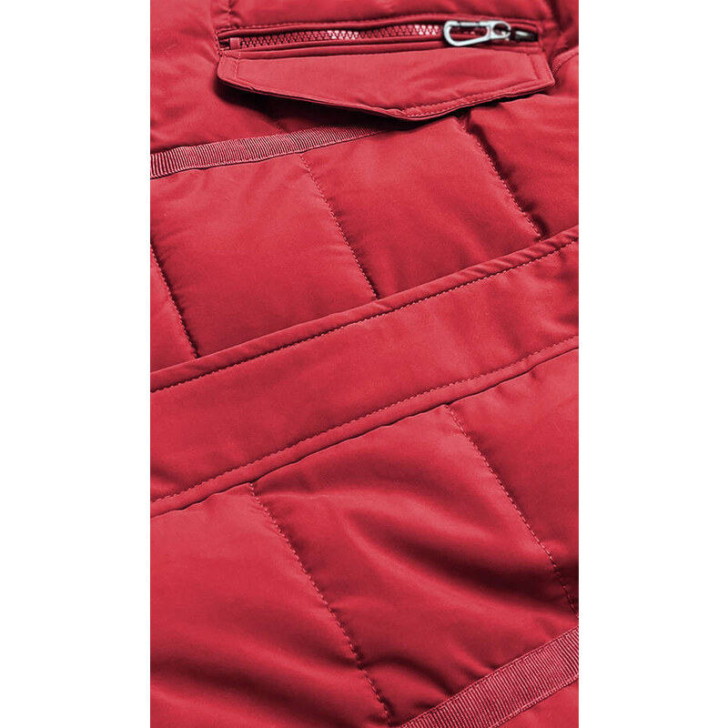 LHD Tmavě červená asymetrická dámská zimní bunda (M-21301)