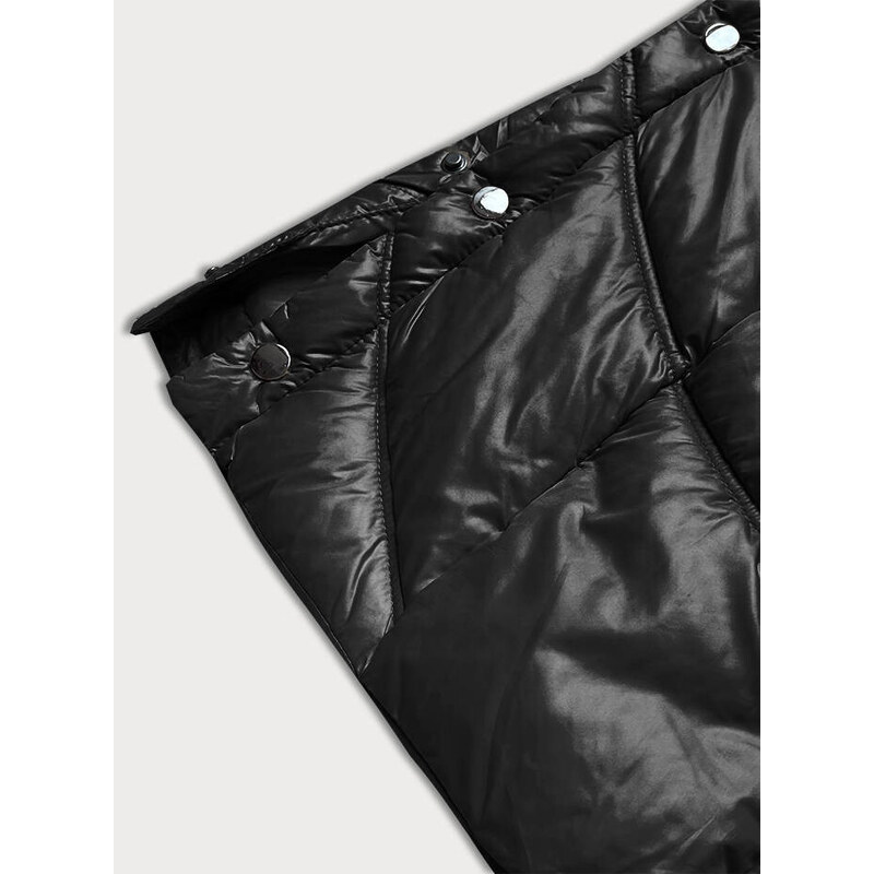 Glakate Lehká černá dlouhá dámská bunda (H-203)