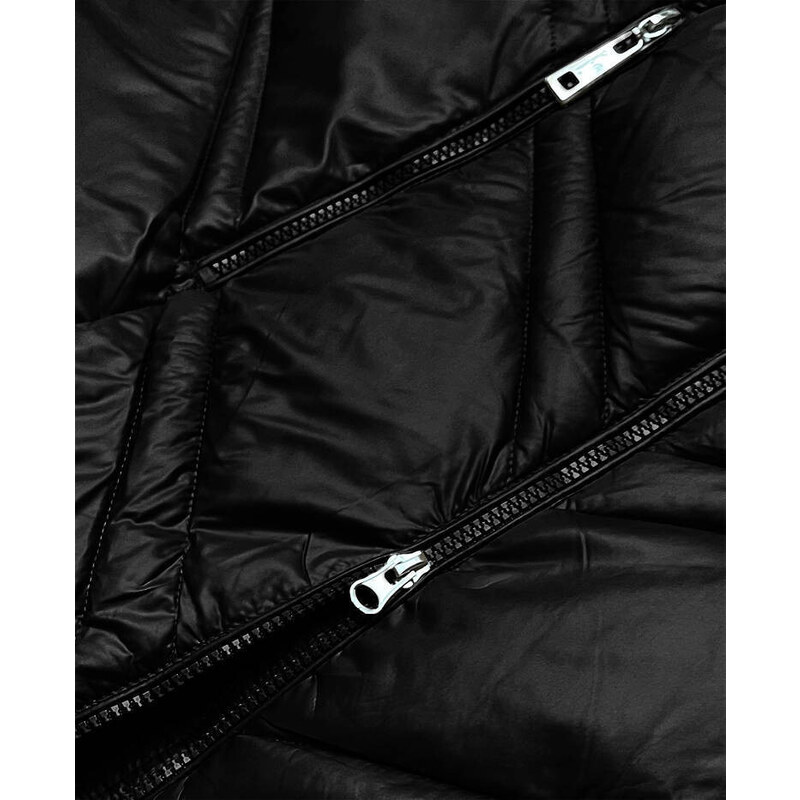 Glakate Černá dámská bunda s kapucí pro přechodné období (H-97-1)