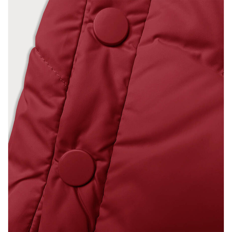 Miss TiTi Červená dámská zimní bunda s ozdobným lemováním (3021)