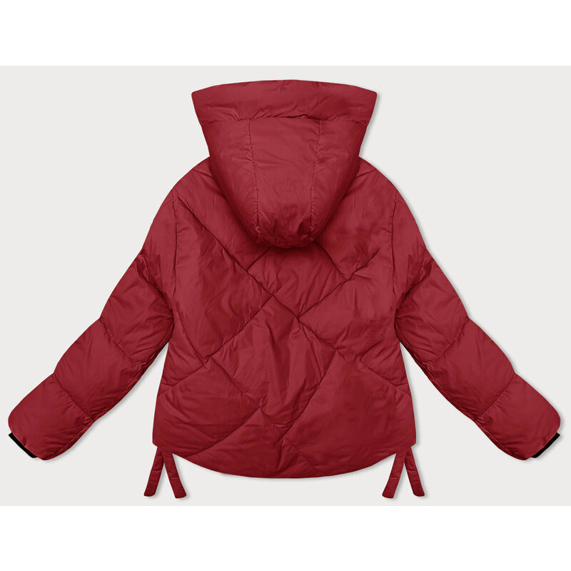 Miss TiTi Červená dámská zimní bunda s ozdobným lemováním (3021)
