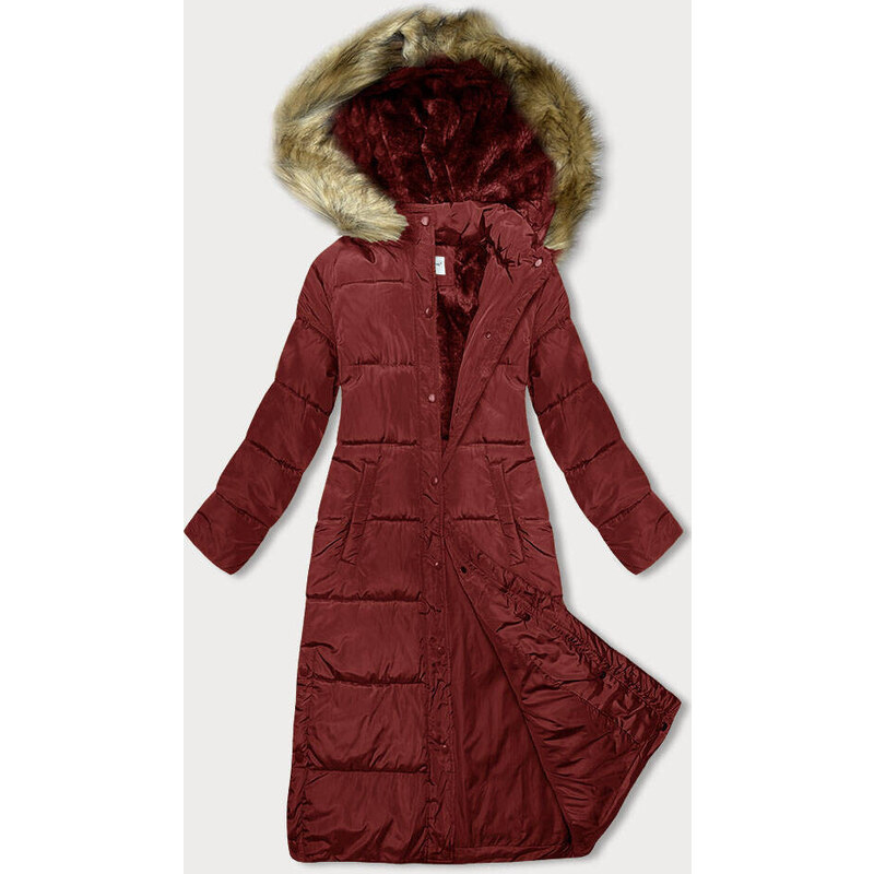 MELYA MELODY Dlouhá červená dámská zimní bunda (V725)