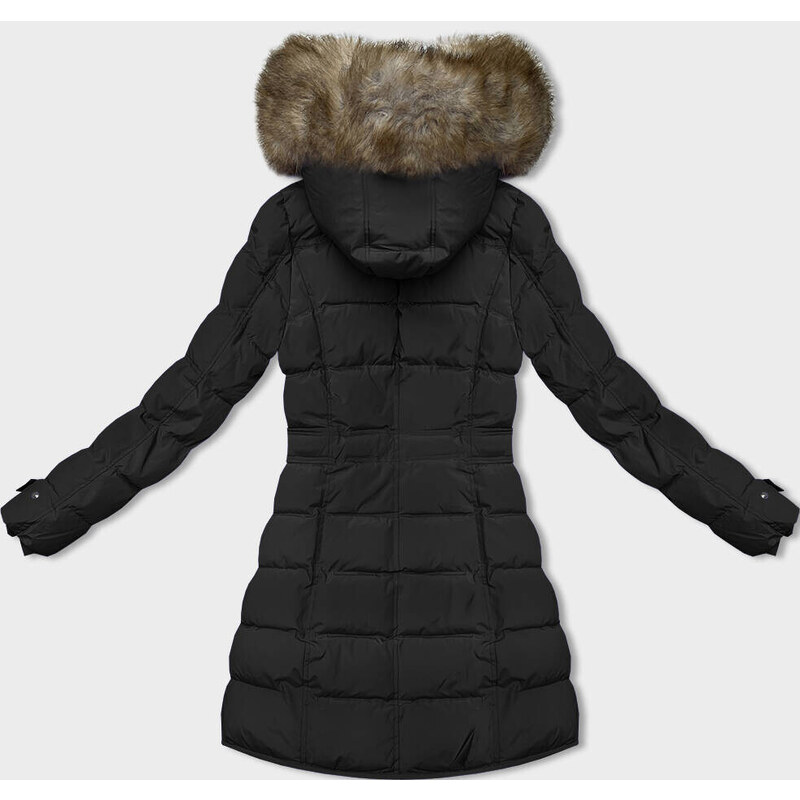 Černá dámská zimní bunda s kožešinovou podšívkou (LHD-23063)