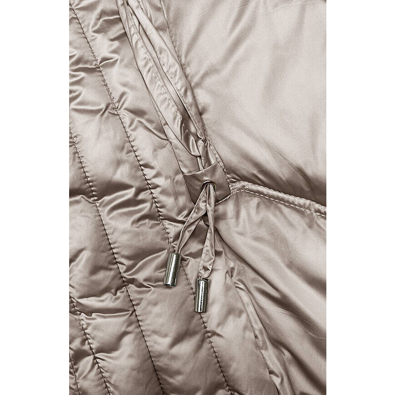 S'WEST Vypasovaná dlouhá zimní bunda S´WEST v barvě cappuccino (B8201-12)